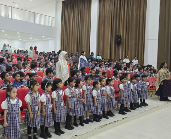 Indian private school in Kuwait morning assembly Assembly session at Indian private school in Kuwait